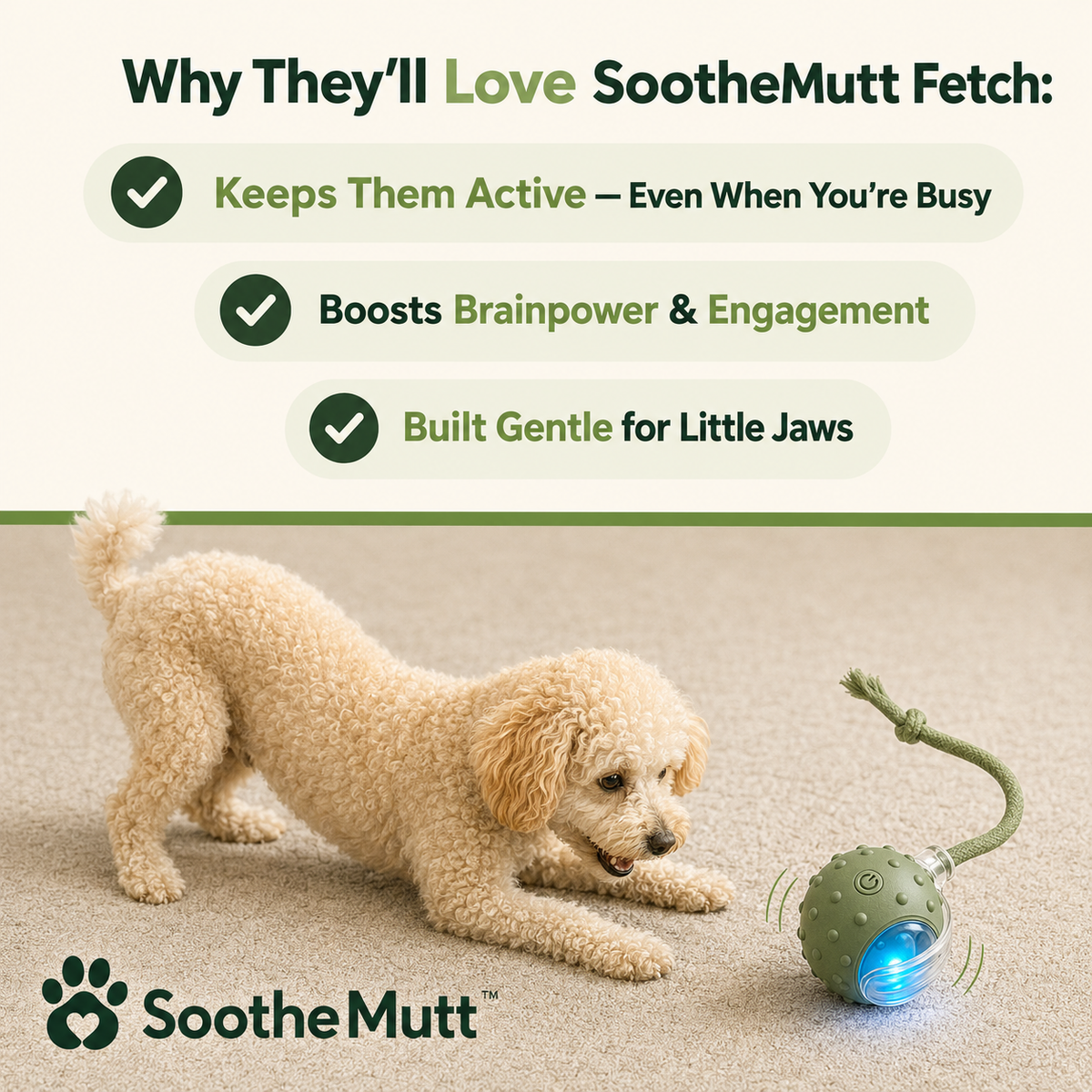 SootheMutt Motion Ball — Interactive Moving Dog Toy
