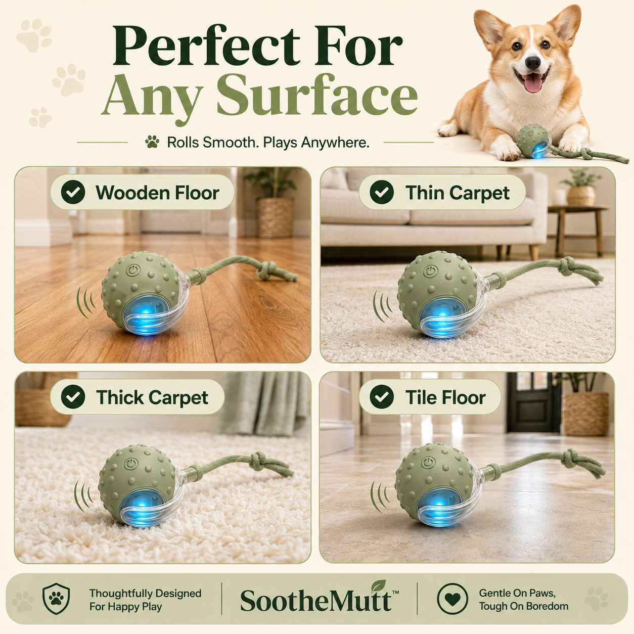 SootheMutt Motion Ball — Interactive Moving Dog Toy